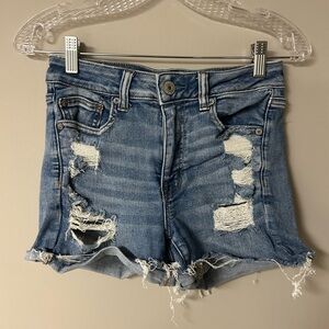 American Eagle Hi-Rise Shortie Ripped‎ Jean Shorts